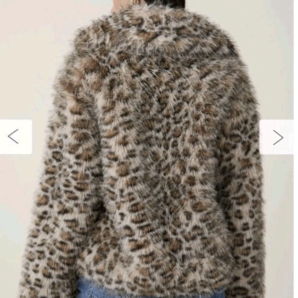 XS-M Faux Fur Animal Leopard Print Fully Lined Coat Jacket, Cotton On NWT - Picture 3 of 16